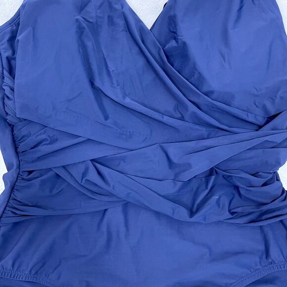 Lands End SlenderSuit Tummy Control Wrap One Piece Swimsuit Blue Womens 22W DD - Picture 4 of 12